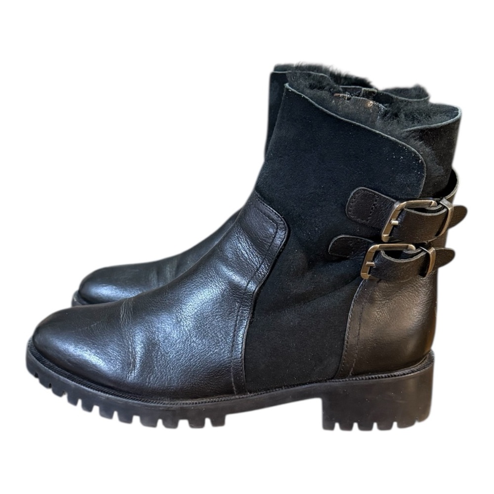 Napoleoni Leather Suede Ankle Bootie’s with Buckle Details Women’s Size 7.5/8 - Picture 3 of 9
